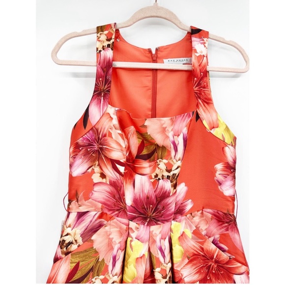 Kay Unger Morgana Flared Floral Belted Midi Dress 8 Note: No Belt - Picture 3 of 5